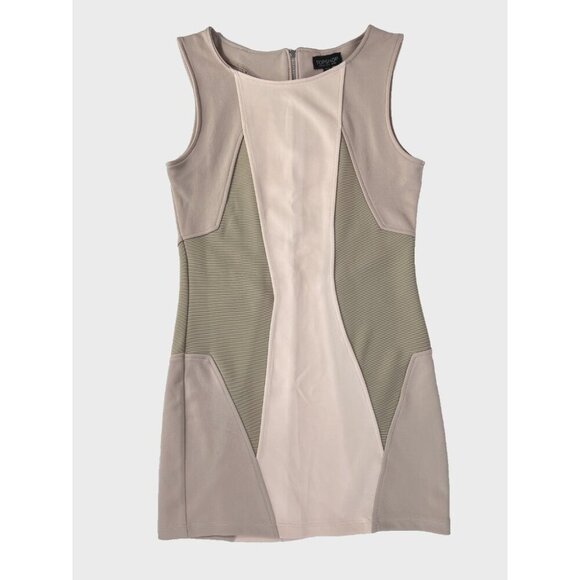 Topshop Cream Nude geometrical Bandage back Zip Bodycon Mini Dress - Picture 1 of 9
